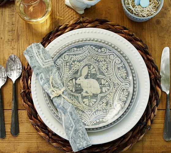 Graphic Bunny Plate, Set of 4 Pottery Barn