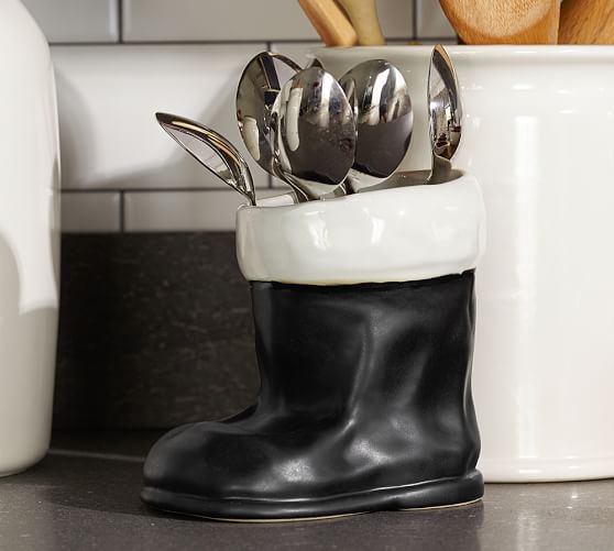 Santa Boot Flatware Holder Pottery Barn