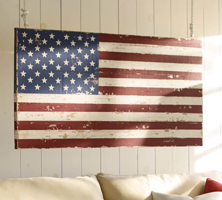 Wooden American Flag Wall Art painted american flag | pottery barn Wooden American Flag Wall Art painted american flag | pottery barn