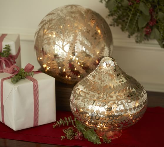 Etched Mercury Glass Ornaments Pottery Barn