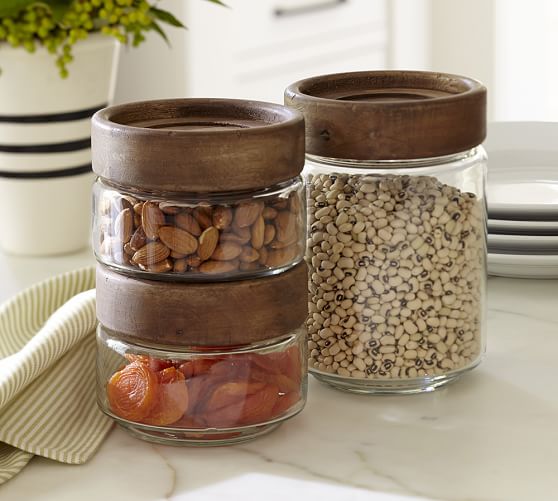 Paddle Wood & Glass Food Canisters Pottery Barn