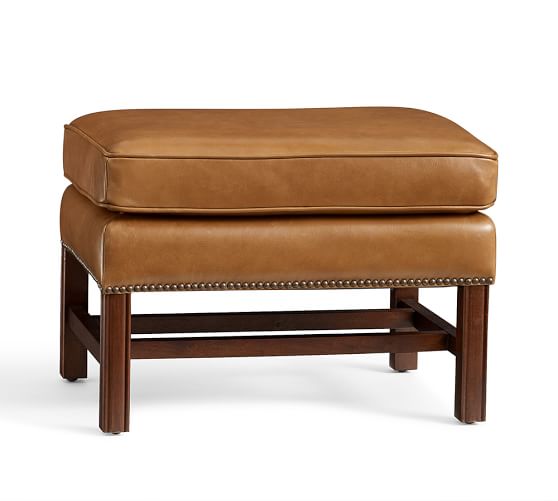 Thatcher Leather Ottoman Pottery Barn