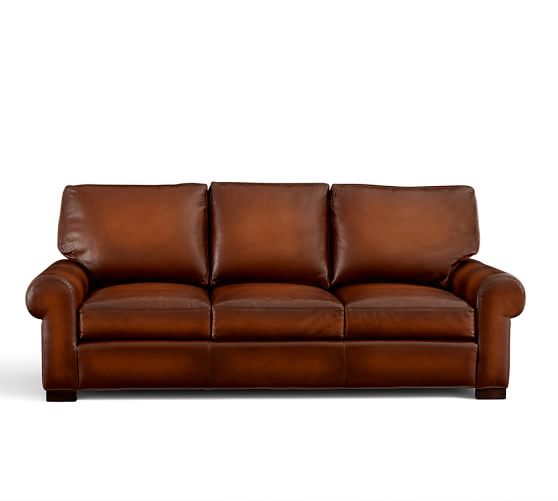 Turner Roll Arm Leather Sleeper Sofa Pottery Barn