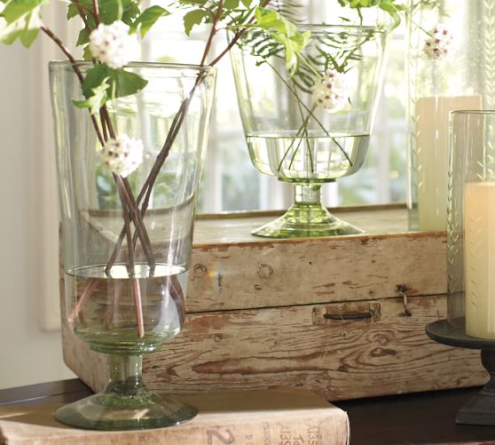 Recycled Glass Footed Vase Pottery Barn