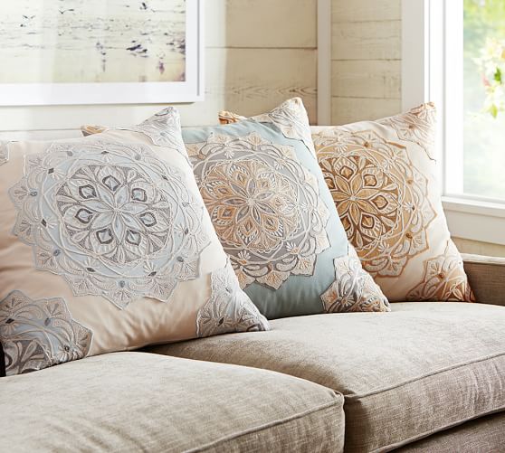 Cressida Medallion Embroidered Pillow Cover Pottery Barn