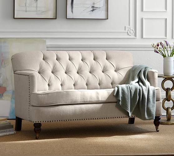 Tudor Upholstered Mini Sofa Pottery Barn