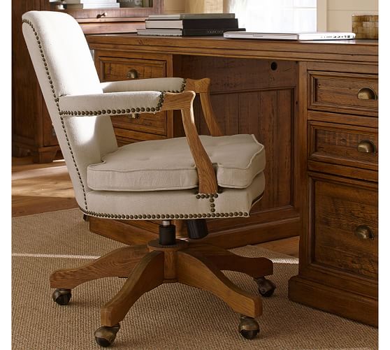 Brock Upholstered Swivel Desk Chair Pottery Barn