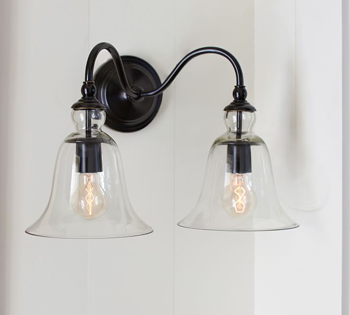 Bathroom Sconces Pottery Barn rustic glass indoor/outdoor double sconce | pottery barn Bathroom Sconces Pottery Barn rustic glass indoor/outdoor double sconce | pottery barn