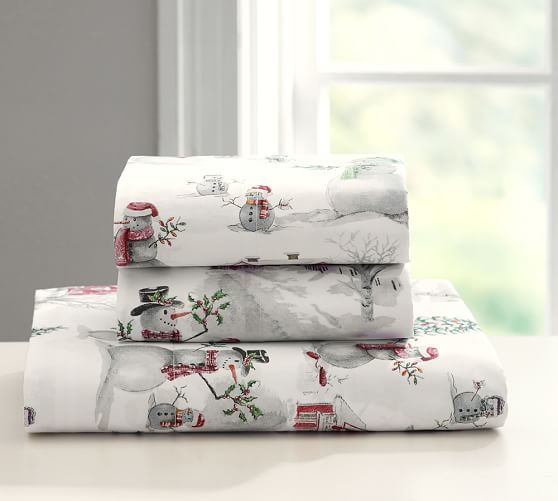 Snowman Organic Sheet Set Pottery Barn