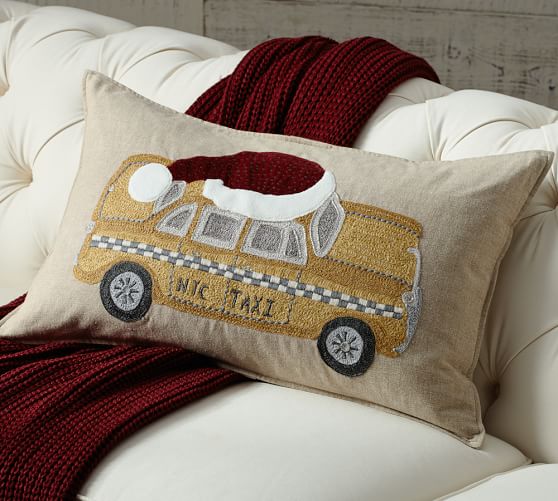 NYC Yellow Taxi Embroidered Pillow Cover Pottery Barn