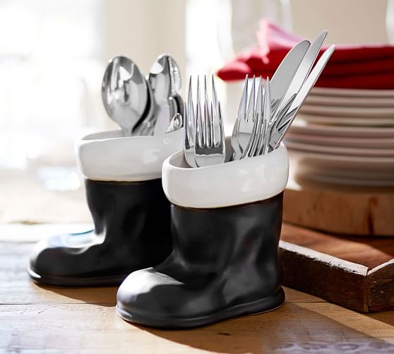 Santa Boot Flatware Holder Pottery Barn
