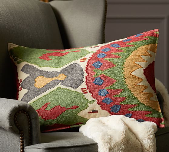 Michaela Ikat Lumbar Pillow Cover Pottery Barn