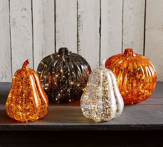 Lit LED Mercury Pumpkins Pottery Barn