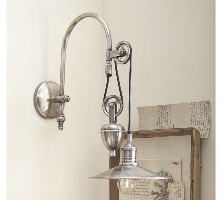 Bathroom Sconces Pottery Barn packard pulley single sconce | pottery barn Bathroom Sconces Pottery Barn packard pulley single sconce | pottery barn