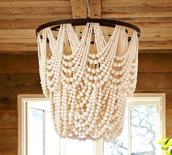 Amelia Wood Bead Chandelier Pottery Barn