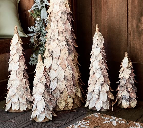 Lit Glitter Birch Tree Pottery Barn