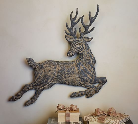 Leaping Metal Reindeer Wall Art Pottery Barn