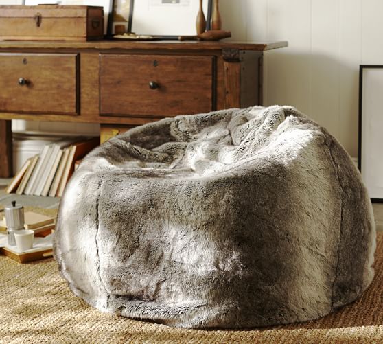 Faux Fur Beanbag - Gray Pottery Barn Faux Fur Beanbag - Gray - Faux Fur Beanbag - Gray Pottery Barn