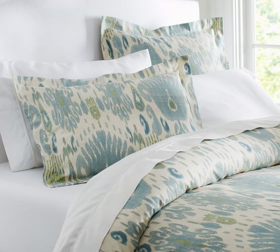 Vivian Ikat Duvet Cover & Sham Blue Pottery Barn