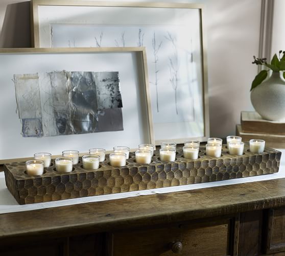 Carved Wooden Candle Centerpiece Pottery Barn