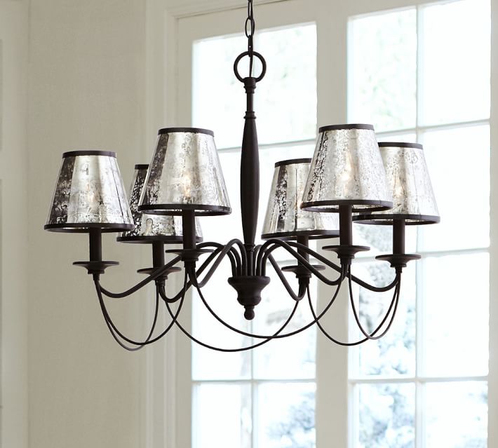 Antique Mercury Glass Chandelier Shade Set Of 3 Pottery Barn