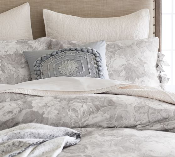 Brigette Print Floral Duvet Cover & Sham Gray Pottery Barn