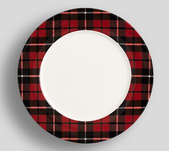 Landon Plaid Rim Dinner Plate, Set of 4 Pottery Barn