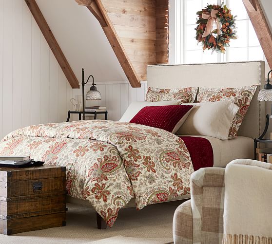 Charlie Paisley Organic Duvet Cover & Sham Red Pottery Barn
