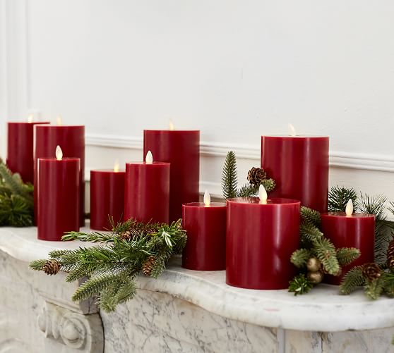 Premium Flicker Flameless Pillar Candle Red Pottery Barn