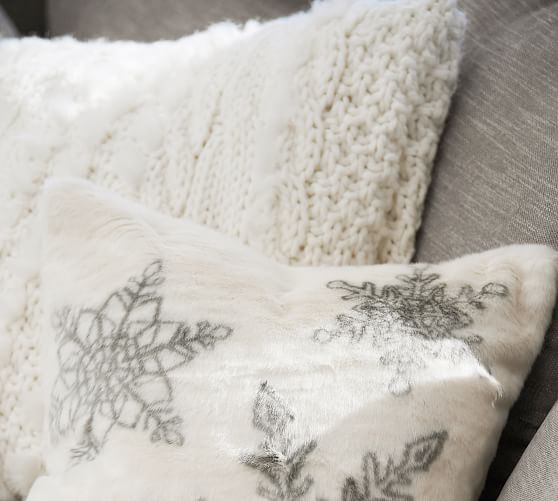 Cable Knit with Faux Fur Pillow Cover Pottery Barn