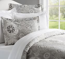 Gray Bedding Pottery Barn Jacquelyn Duvet Cover