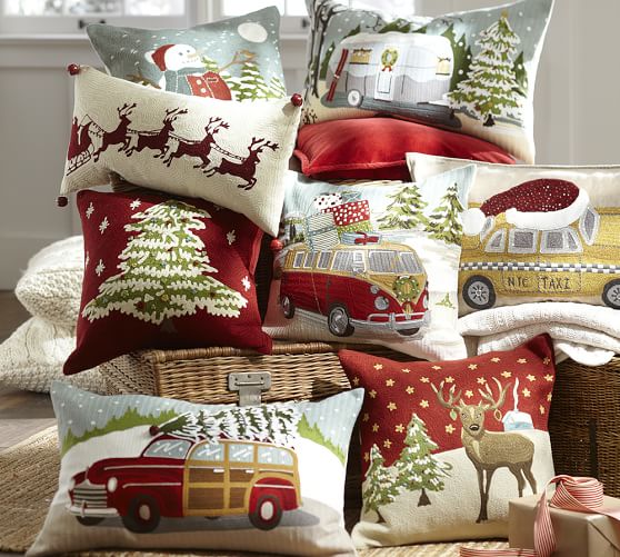 NYC Yellow Taxi Embroidered Pillow Cover Pottery Barn