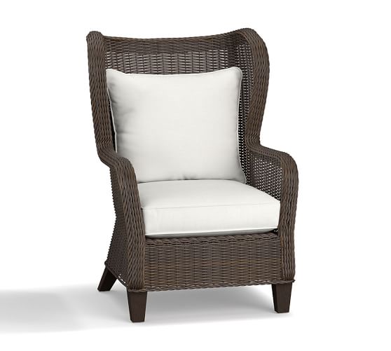 Torrey AllWeather Wicker Wingback Occasional Chair, Espresso Pottery