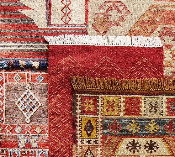 Isaac Synthetic Kilim Rug Red Multi Pottery Barn Scroll To Next Item