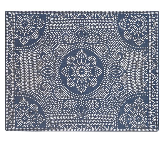 Shibori Dot Printed Indoor/Outdoor Rug - Blue Jay | Pottery Barn Shibori Dot Printed Indoor/Outdoor Rug - Blue Jay | Pottery Barn