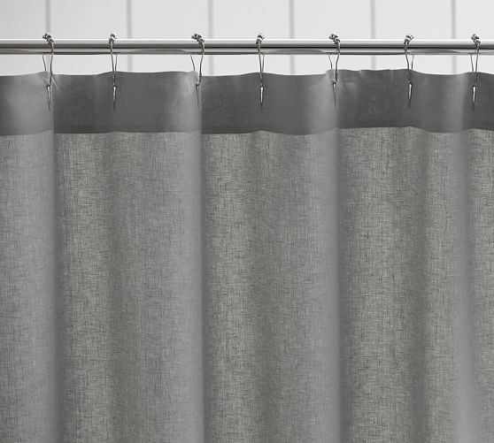 Belgian Flax Linen Hemstitch Shower Curtain Pottery Barn