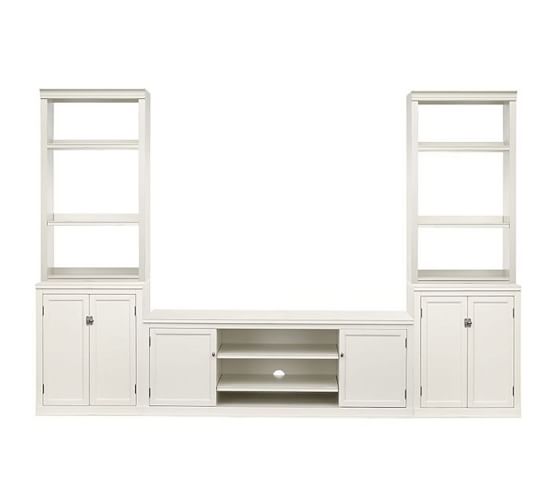 Logan Media Suite with Door Bookcase, Mahogany Stain Pottery Barn