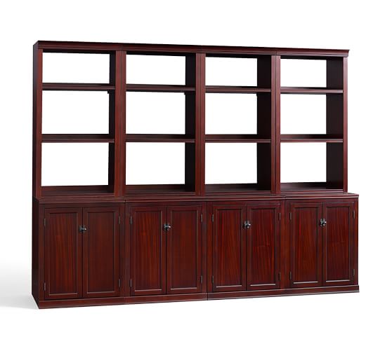 Logan Bookcase Wall Suite, Mahogany Stain Pottery Barn