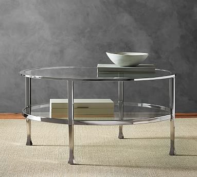 Tanner Round Coffee Table – Polished Nickel finish