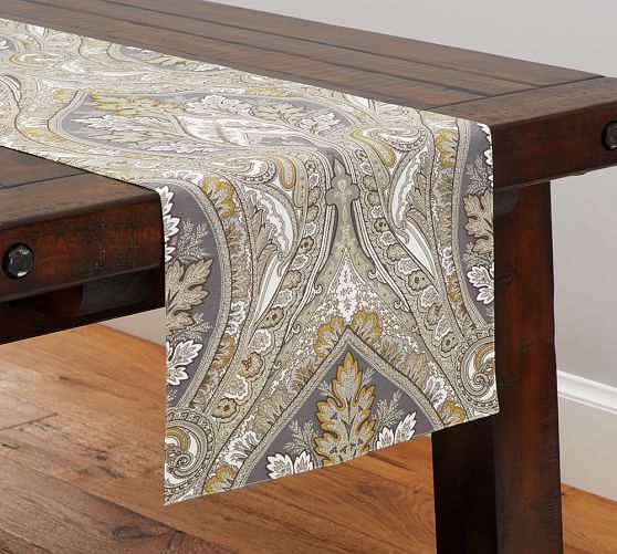 Anton Paisley Table Runner, Neutral Pottery Barn