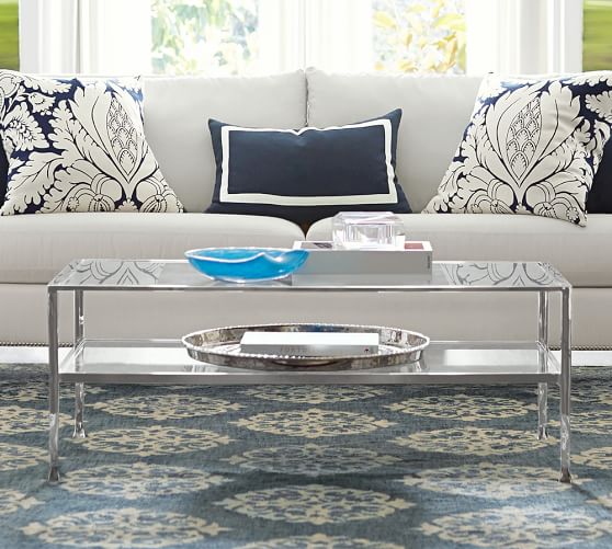 Tanner Rectangular Coffee Table Polished Nickel finish Pottery Barn