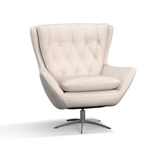 Wells Upholstered Swivel Armchair Pottery Barn