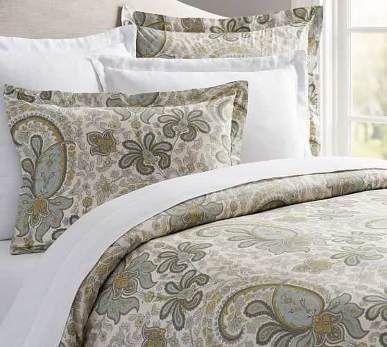 Charlie Paisley Organic Duvet Cover & Sham Blue Pottery Barn