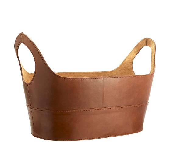 Hayes Leather Storage Baskets Pottery Barn