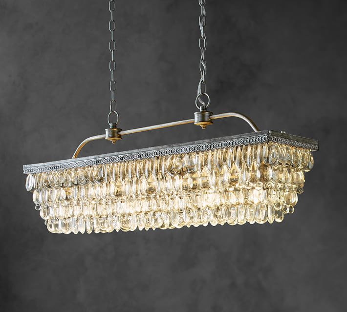 Clarissa Crystal Drop Rectangular Chandelier Pottery Barn