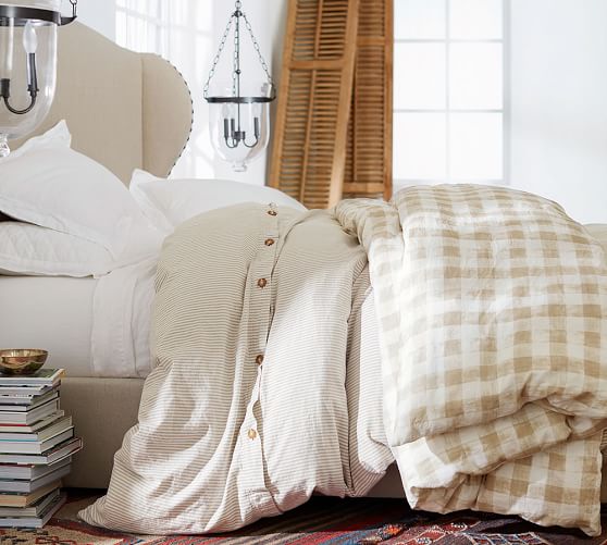 Rhett Check Organic Duvet Cover & Sham Gray Pottery Barn