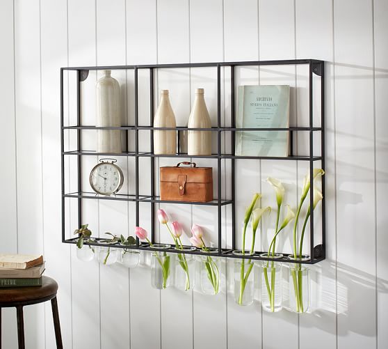 Wall Shelf Unit with Glass Rack Pottery Barn