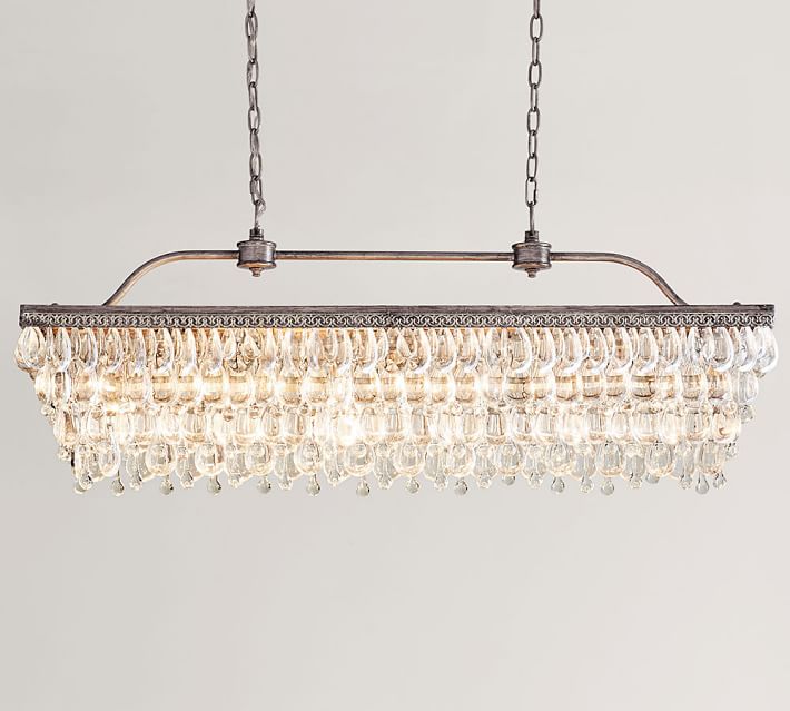 Clarissa Crystal Drop Rectangular Chandelier Pottery Barn