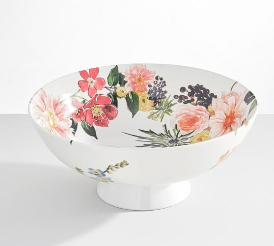 Floral Rim Footed Serve Bowl Pottery Barn