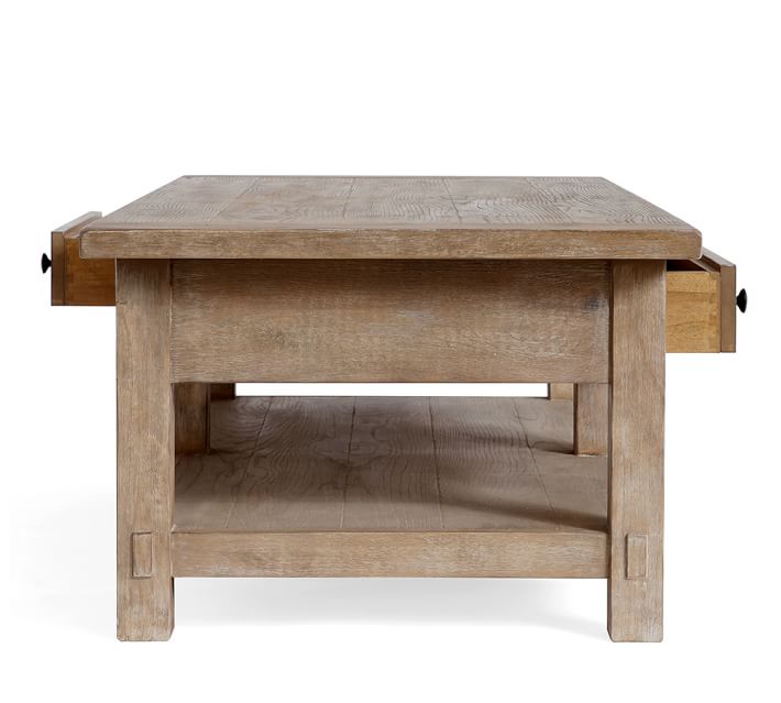 Rectangular Coffee Table With Stools Rascalartsnyc Benchwright Rectangular Coffee Table Seadrift Pottery Barn
